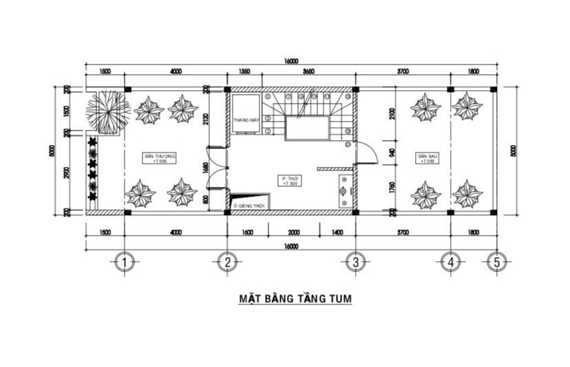 mẫu nhà phố 2 tầng 1 tum